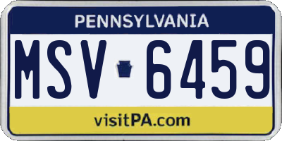 PA license plate MSV6459