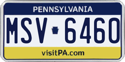 PA license plate MSV6460