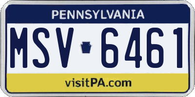 PA license plate MSV6461
