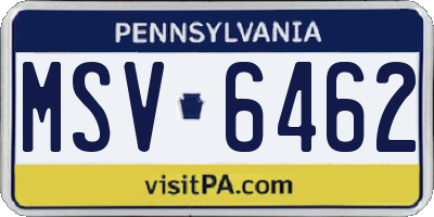 PA license plate MSV6462