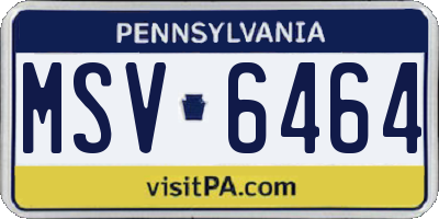 PA license plate MSV6464