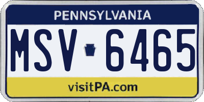PA license plate MSV6465