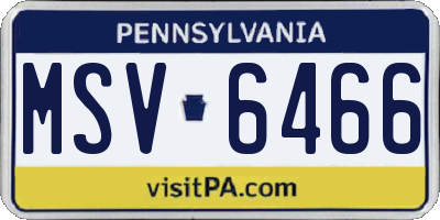 PA license plate MSV6466