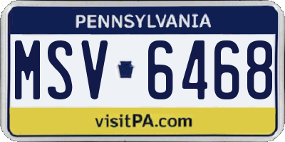 PA license plate MSV6468