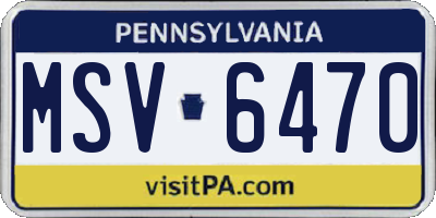 PA license plate MSV6470