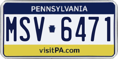 PA license plate MSV6471