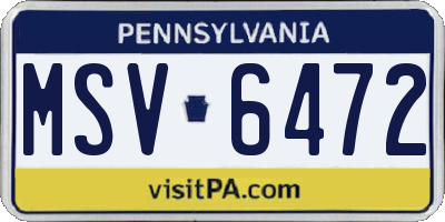 PA license plate MSV6472