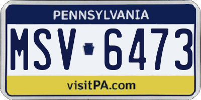 PA license plate MSV6473