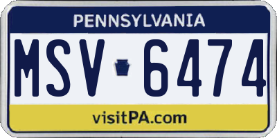 PA license plate MSV6474