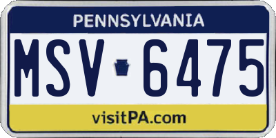 PA license plate MSV6475