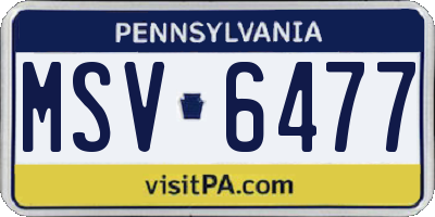PA license plate MSV6477