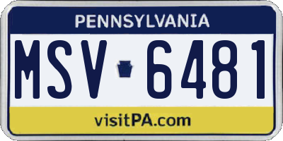 PA license plate MSV6481