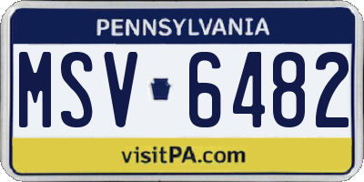 PA license plate MSV6482