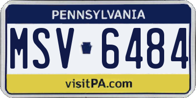 PA license plate MSV6484