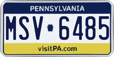 PA license plate MSV6485