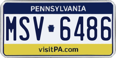 PA license plate MSV6486
