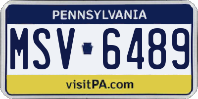 PA license plate MSV6489