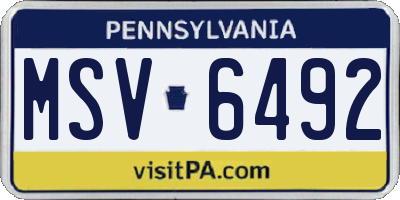 PA license plate MSV6492