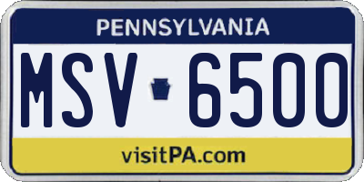 PA license plate MSV6500