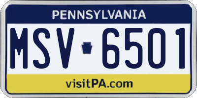 PA license plate MSV6501