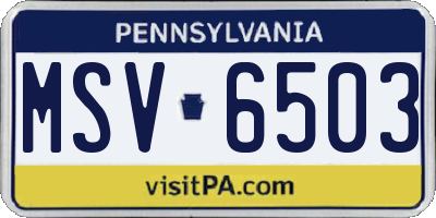 PA license plate MSV6503