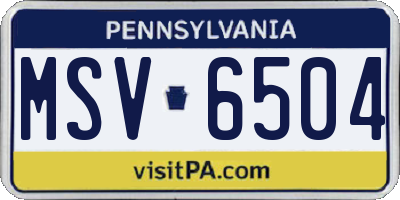 PA license plate MSV6504