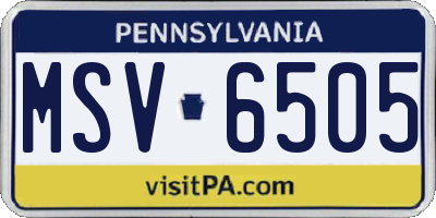 PA license plate MSV6505