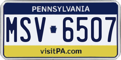 PA license plate MSV6507