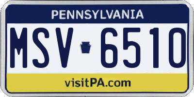 PA license plate MSV6510