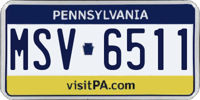 PA license plate MSV6511