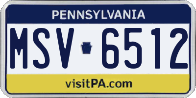 PA license plate MSV6512