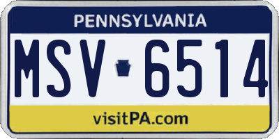 PA license plate MSV6514
