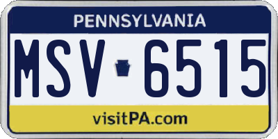 PA license plate MSV6515