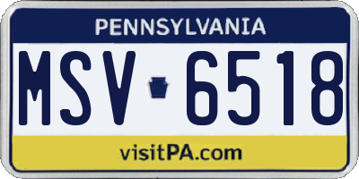 PA license plate MSV6518