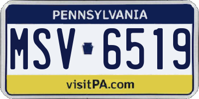 PA license plate MSV6519