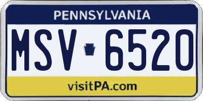 PA license plate MSV6520