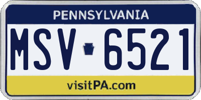 PA license plate MSV6521
