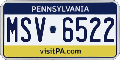 PA license plate MSV6522