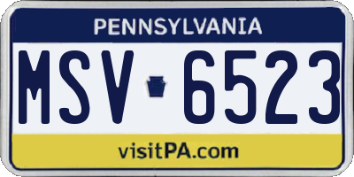 PA license plate MSV6523