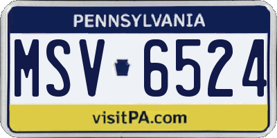 PA license plate MSV6524