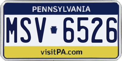 PA license plate MSV6526