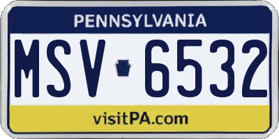 PA license plate MSV6532