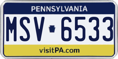 PA license plate MSV6533