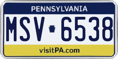 PA license plate MSV6538