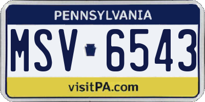 PA license plate MSV6543