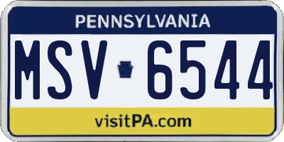 PA license plate MSV6544