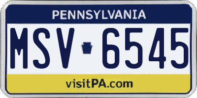PA license plate MSV6545