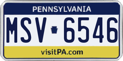 PA license plate MSV6546