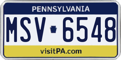 PA license plate MSV6548