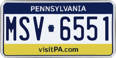 PA license plate MSV6551